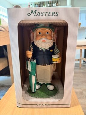 Masters Golf Gnome with Green and White Umbrella